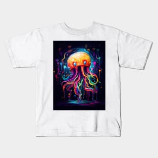 Neon Rainbow Jellyfish Kids T-Shirt